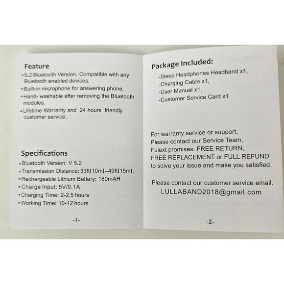 Lullaband Sleep Headphones Headband Bluetooth 5.2 Black Wireless 10-Hour Battery - Picture 7 of 9